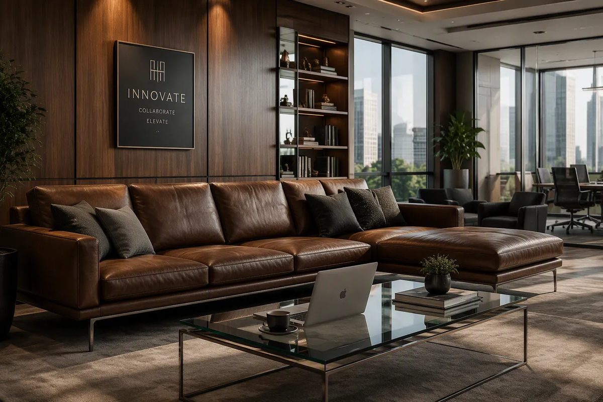 Luxury leather sectional sofas for office and hotel projects